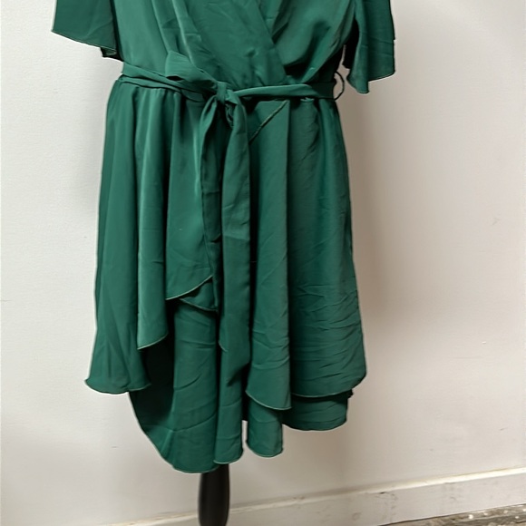 Women's Dress Sleeve Layer Hem Belted Short Dress V Neck Wrap A-Line Casual 2XL - Picture 3 of 11